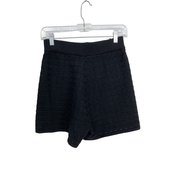 Unbranded Two Piece Set Buttondown Top & Shorts Womens Small Black Open Knit - Picture 7 of 7